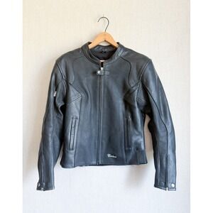 Cortech Tourmaster women's black leather motorcycle biker jacket size S-M